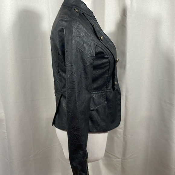 Ashly textured vegan leather Military Jacket - Picture 6 of 13